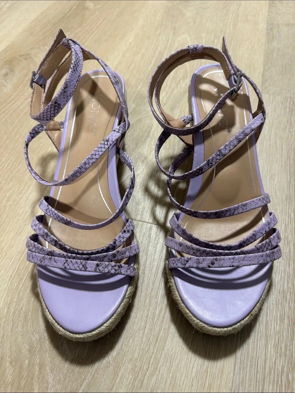 Vionic Lilac Strappy Espadrille Wedge Sandals